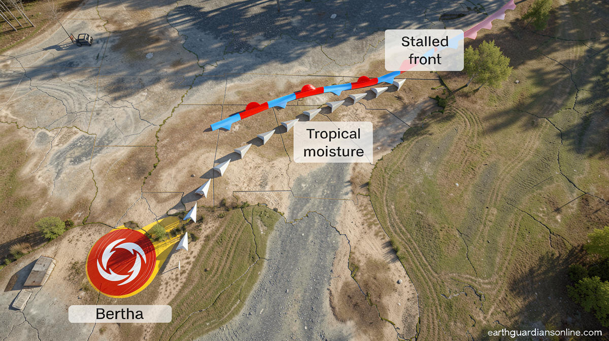 Tropical Storm Bertha heads for final Gulf landfall as it fuels bigger flooding rain threat in the East