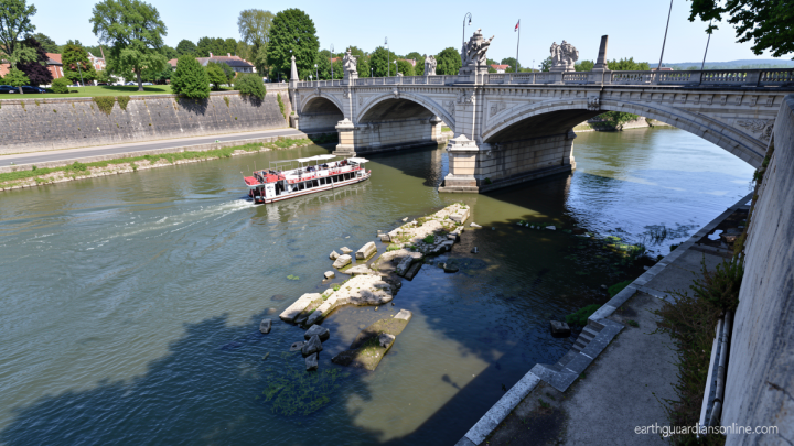Low water in Rome’s drought-hit Tiber river exposes ancient ruins of Nero’s Bridge