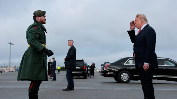 President Trump arrives in Dublin to meet Ireland’s leaders before attending golf tournament