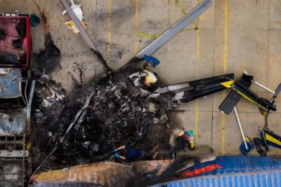 An SUV slammed into a city bus, then the news helicopters took flight. How one tragedy led to another
